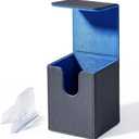 MTG Deck Box - PU Leather Magnetic Card Storage Box for TCG, CCG, Durable & Stylish Gaming Accessories, Luxury Finish, Ideal for Travel & Tournaments, Premium Quality (Black/Blue)