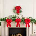 JOYIN 3 PCS Christmas Red Velvet Bows 14" x 12", Large Xmas Golden Edged Red Velvet Bow Tree Decor for Christmas Home Wreath Decoration