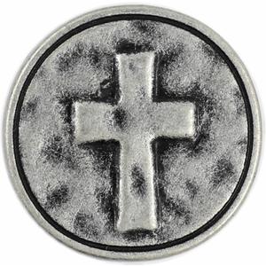 Bezelry 12 Pieces Cross Symbol Metal Shank Buttons. 20mm (3/4 inch) (Antique Silver)