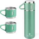 Stainless Steel Thermo 500ml/16.9oz Vacuum Insulated Bottle with Cup for Coffee Hot drink and Cold drink water flask.(Green, Set)