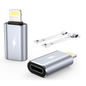 TechMatte Female USB C to Male Lightning Adapter 2 Pack 2.2A Charging Data Transfer, Compatible with iPhone 14, 13, 12, 11 Xs iPad iPod AirPods, Not for Audio Headphones/OTG Firewire AntiLost, Grey