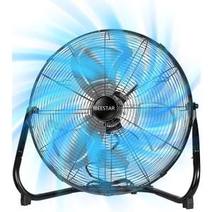 BEESTAR 20 Inch Floor Fan,High Velocity Fan with 3-Speeds&Adjustable Tilting Head,Heavy Duty Metal Industrial Fan for Shop, Garage,Commercial, Residential, and Greenhouse,Black (20 INCH)