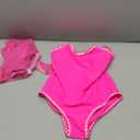 WIQI Girls Swimsuit One Piece Bathing Suits Cute Color Contrast Trim Teen Girls' Swimwear with Cover Up Skirt Swimsuits Size 12-14 Hot Pink