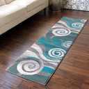 Masada Rugs, Stephanie Collection Area Rug Modern Contemporary Design 1103 Turquoise Grey White (2 Feet X 7 Feet 3 Inch) Runner