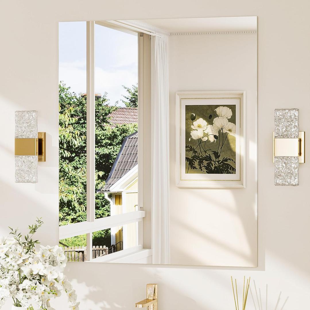 TokeShimi 30x36 Frameless Bathroom Mirror, Vanity Bathroom Mirror for Wall Shatterproof Modern Rectangle Mirrors for Bedroom, Living Room, Entryway, Home Gym, Entryway