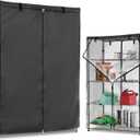 Wire Rack Covers,Heavy Duty 600D Dustproof Waterproof Storage Rack Covers for Metal Shelves,Storage Shelf Cover with Zipper for Wire Shlef,36''W x 19''D x 62''H,Black with Clear Front
