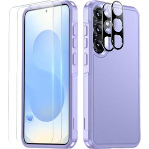 SPIDERCASE Designed for Samsung Galaxy S25 Plus Case, [10 FT Military Grade Drop Protection],2 Pack [Tempered Glass Screen Protector+Camera Lens Protector] Heavy Duty Shockproof Case,Light Purple