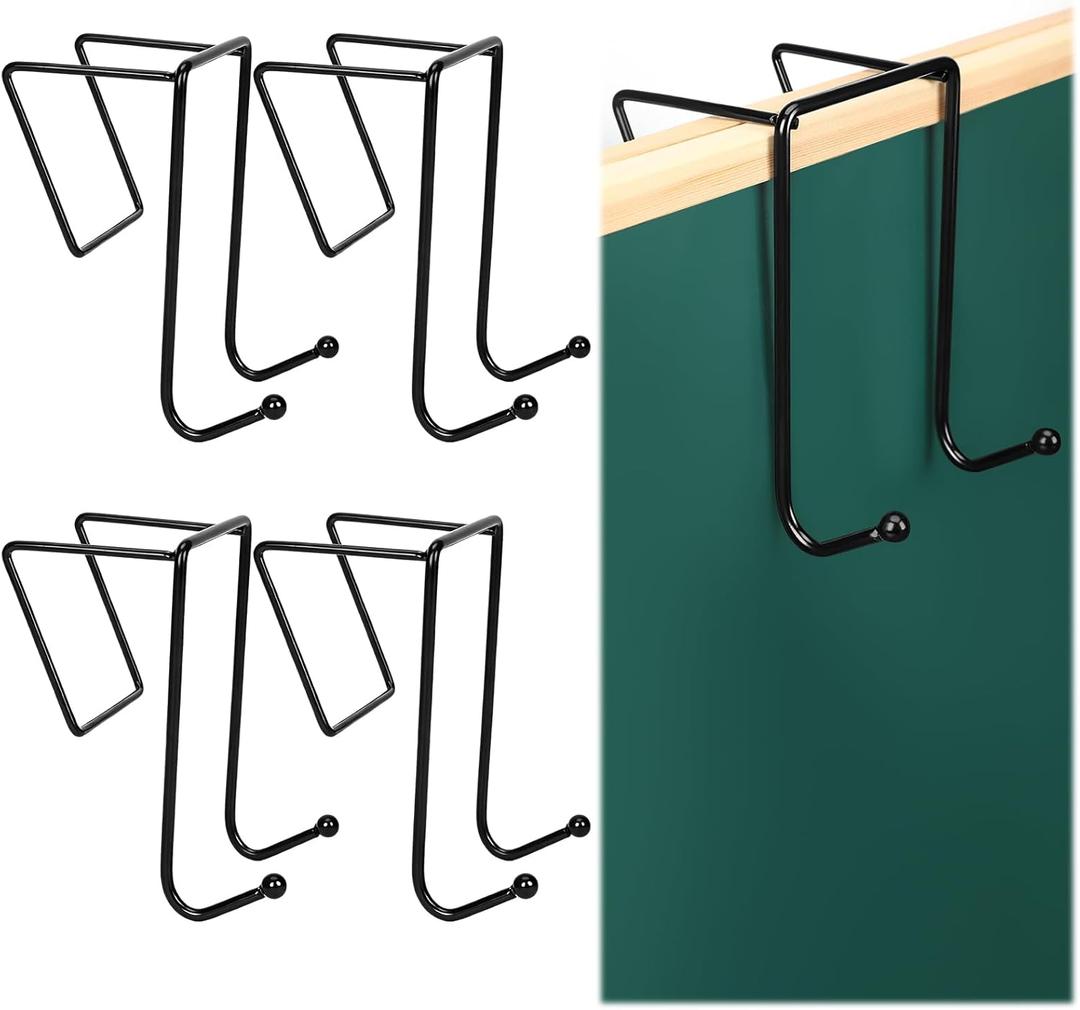 Frienda 4 Pcs Office Cubicle Hooks Cubicle Panels Hangers for Coats, Bags, Umbrellas, Keys, Black Steel, 2 Inch Panel Fit