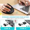 Lekvey Ergonomic Mouse, USB C Wireless Vertical Mouse, Dual Mode Rechargeable USB-A & Type-C Ergo Mouse, 1600 DPI, Relieves Wrist Pain and Carpal Tunnel, for Laptop Computer Mac MacBook PC, Black