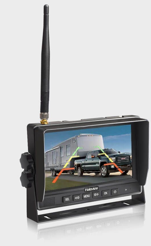 Haloview RV Backup Camera Wireless 720P DVR Rearview Full-Color Night Vision Cam and Monitor System Adapter for Furrion Pre-Wired RV,Truck,Trailer,Truck,Camper,Van,Pickup