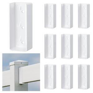 Nuanchu 10 Pcs Vinyl Fence Brackets White 1.5'' x 5.5'' Vinyl Fence Rail Mount Brackets Bulk U Mount Bracket Kit for Railings Fences Walls