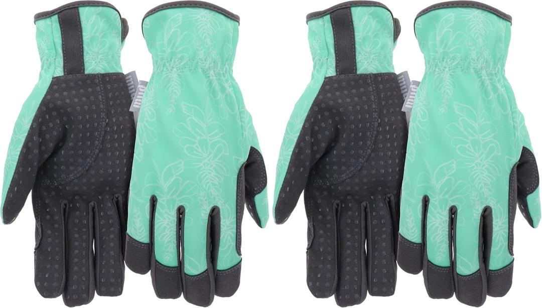 MUD Everyday Women's Synthetic Leather Palm with Silicone Dotted Grip Garden Gloves (Blue)