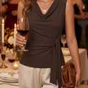 ZESICA Women's Summer Business Casual Tank Tops 2026 Cowl Neck Sleeveless Knit Slim Shirts Spring Work Dressy Blouses (Black, S)