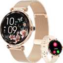 Smart Watch for Women, 1.19" AMOLED Ultra-Clear Screen Activity Trackers with Heart Rate/Sleep/SpO2 Monitor, Smartwatch for iPhone/Samsung/Android, 113 Sport Modes Waterproof Fitness Watch Rosegold