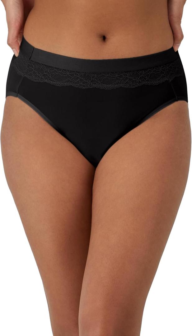 Bali Women's Period Underwear Brief, Beautifully Confident Hi Cut Period Underwear, Period Panties, Light Protection (Black, M)