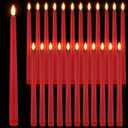 Macarrie 24 Packs Flameless Taper Candles Battery Operated Fake 11 Inch Long Candlelight LED Flameless Candlesticks Flickering Tapered for Spring Summer Wedding(Red)