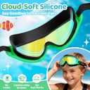 Vvinca Kids Swim Goggles 2 Pack, Soft Wave-Shape Strap (No Hair Pulling), Anti Fog Leak Free Swimming Goggles Boys Girls 3-15