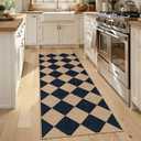 Lahome Colette Checkered Easy Jute Runner, 2x6 Kitchen Runner Rug Non Slip Washable Outdoor Rug for Entryway Indoor, Checkerboard Black Indoor Outdoor Carpet for Hallway 6ft Entry Front Door