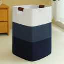 Laundry Hamper 96L Extra Large Laundry Basket, Woven Blanket Basket, Cotton Woven Storage Hamper with Handles for Living Room, Large Baskets for Pillows, Blankets, Clothes-Gradient Blue