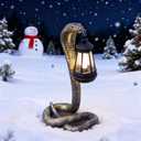 Solar Snake Garden Statue,11.22 Inch Snake for Yard Lawn Garden Patio Scary Decorations,Indoor Haunted House Prop and Christmas Home Party Decor (Brass Color)