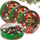 Aliceset 4 Pack Wreath Storage Containers, Ornament Garland Wreath Storage Bags with Handle Zipper Decorative Storages Box for Winter Valentine Wreaths(30 x 30 x 7.8 Inch,Light Green)