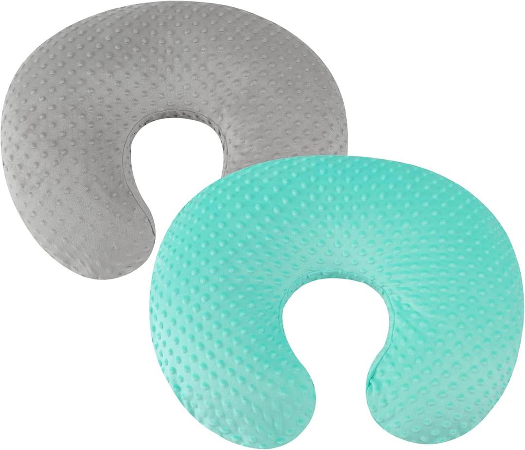 Dot Nursing Pillow Cover Set 2 Pack Nursing Pillow Slipcovers, Ultra Soft Compatible with Boppy Pillow,Standard Pillow for Baby Boy Girl Grey and Green