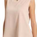 Womens Chiffon Tank Tops Crewneck Sleeveless Top | Lightweight and Soft Summer Top, Business Casual Top, Sleeveless Blouse (Pink, L)
