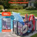 VEVOR Pool Storage Bin, 48.8 x 32.7 x 32.7 in, Rolling Pool Float Storage Organizer with Side Pockets & Casters, Heavy Duty Metal Frame, Poolside Toys Noodles Holder Mesh Basket for Swimming Pools