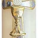 San Rafael Arcangel Holy Grail Cross Candle for First Communion or Baptsim White Candle Silver Cross Design Vela Catolica de Primera Comunion o Bautizo con Cruz Christening Celebration 8 inch