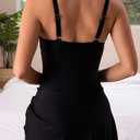Eomenie One Piece Swimdress Swimsuits for Women Tummy Control Swim Dresses Skirt Bathing Suit (Black, L)