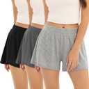 3-Pack Pajama Shorts for Women, Lightweight Sleepwear & Lounge Shorts (L)
