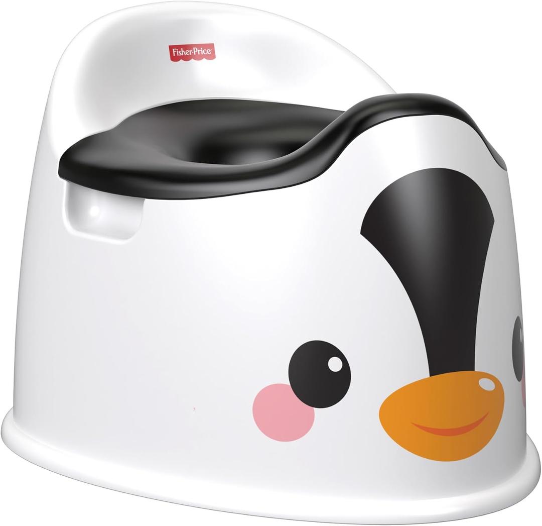 Fisher-Price Toddler Toilet Penguin Potty Training Seat, Portable Chair with Handles for Kids and Removable Bowl