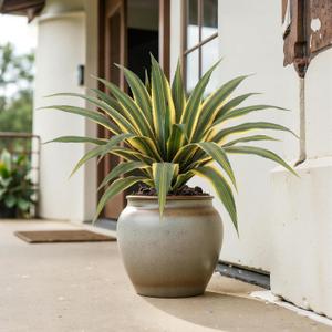 Artificial Agave Plants Outdoor, 24” Large UV Resistant Spiked Fake Agave with 24 Lifelike Leaves, Faux Succulents Plant for Home Front Porch Patio Garden Yard Indoor Decor 1Pack