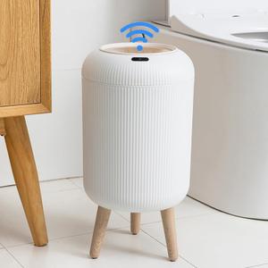 Motion Sensor Trash Can with Lid, 3 Gallon / 11 L Automatic Bathroom Trash Can, Touchless Trash Bin, Smart Plastic Garbage Can with Removable Legs for Bathroom, Bedroom, Kitchen, Office, White
