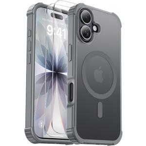 for iPhone 17 Case [Compatible with MagSafe] [2X Screen Protectors] [Military Grade Drop Tested] Heavy Duty Magnetic Phone Case for iPhone 17 6.3",Gray