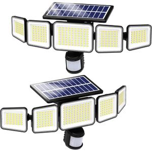 iMaihom 9000LM Solar Lights Outdoor, 5-Head Motion Sensor Solar Flood Lights, 360 Wide Coverage, 180Motion Detection, IP65 Waterproof Security Wall Lights for Yard Garage Driveway, 3 Modes, 2 Pack