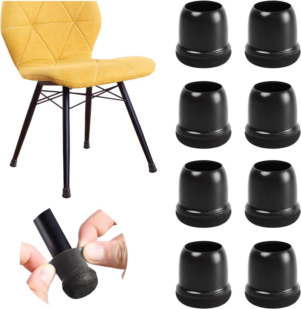 20 Pcs Black Extra Small Chair Leg Floor Protectors for Hardwood Floors, Upgraded Rubber Chair Leg Caps with Felt, Furniture Leg Feet Covers Protect Floor from Scratches Reduce Noise (Fit 0.55"-0.75")