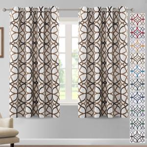 H.VERSAILTEX Blackout Curtains Printed Design 63 Inch Length 2 Panels Set Thermal Insulated Curtains for Bedroom Living Room Geometric Modern Grommet Window Drapes - Taupe and Brown