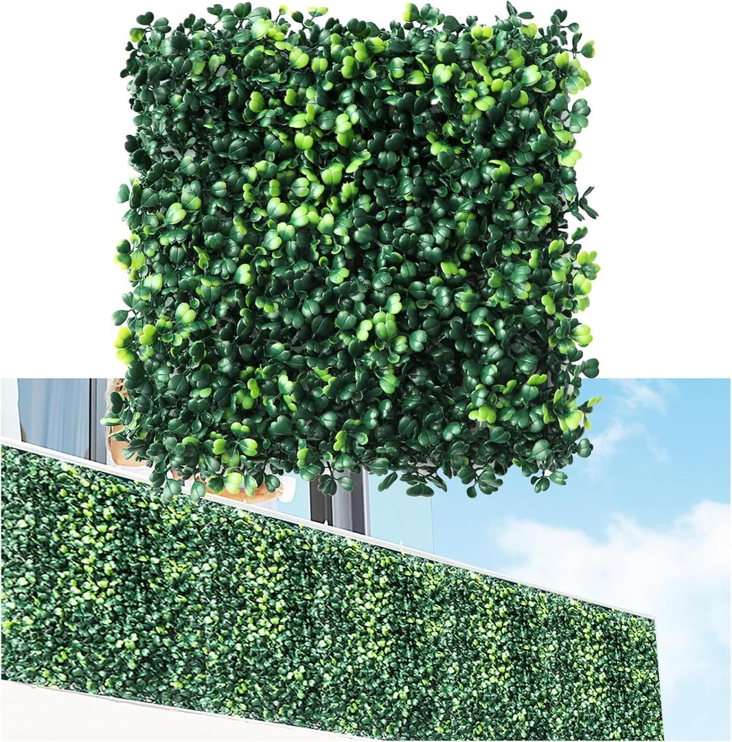 Grass Wall Panels,12Pcs 10"x 10" Artificial Boxwood Hedge Panels for Indoor Outdoor Decor, Higher Density Faux Greenery Wall Backdrop Green Wall Privacy Screen for Patio Party and Backyard