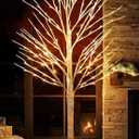 TW SHINE 144 LED Lighted Birch Tree, 6 FT Pre-lit Artificial Christmas Trees for Thanksgiving Christmas Decorations Indoor Home Bedroom Outdoor Festival Wedding Party, Warm White