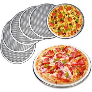 6 Packs Aluminum Alloy Pizza Pan with Holes, 9 Inch Commercial Grade Pizza/Baking Screen for Oven Round Pizza Crisper Tray Pizza Baking Tray for Home Restaurant, Seamless (9-Inch, Pack of 6)