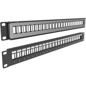 JINGCHENGMEI 2 PCS of 24-Port Blank Keystone Shielded 1U Patch Panel 19" Metal Rackmount Housing for Keystone Jacks, Black