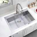 Friho 28 Inch Drop in Kitchen Sink, 28x18 Topmount Commercial Handmade 16 Gauge Single Bowl Stainless Steel Sink with Basket Strainer, 28"x18"x9"