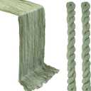 MAONAME 2 Pack Sage Green Cheesecloth Table Runner Fall Thanksgiving Boho Farmhouse Rustic Gauze 10FT 120 inch Cheese Cloth Runner for Wedding Party Home Party Decor Holiday Baby Shower Birthday