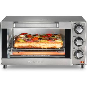 Hamilton Beach Countertop Toaster Oven & Pizza Maker Large 4-Slice Capacity, Stainless Steel (31401), 
11.5"D x 14.9"W x 8.7"H