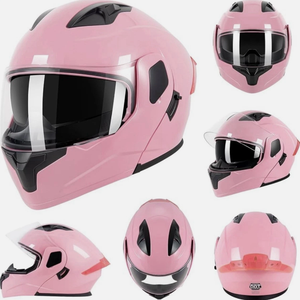 Helmelkin Pink Unisex Motorcycle Helmet Full Face Modular XL