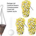 HyeFlora Artificial Flowers with Basket for Outdoors, 3pcs Faux Hanging Morning Glory Silk Fake Flowers Lifelike Plants UV Resistant Flowers for Outside Planter Patio Garden Porch Decor (Yellow)
