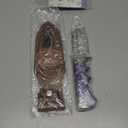 Handmade Damascus Hunting Survival Knife with Leather Sheath - Ideal for Skinning, Camping, Outdoor - EDC Fixed Blade Bushcraft Knife with Purple Wood Handle - Horizontal Carry Knives For Men