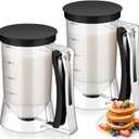 FillTouch 2 Pcs Cupcake Batter Dispenser Pancake Mix Dispenser 4 Cups with Squeeze Handle Tools for Pancake, Cupcake, Cookie, Cake, Waffles, Ice Cream Baking Gifts for Kitchen Housewarming (Black)
