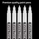 ARTISTRO 5 White Paint Pen for Rock Painting, Stone, Ceramic, Glass, Wood, Tire, Fabric, Metal, Canvas. Set of 5 Acrylic Paint White Marker Water-based Extra-fine Tip